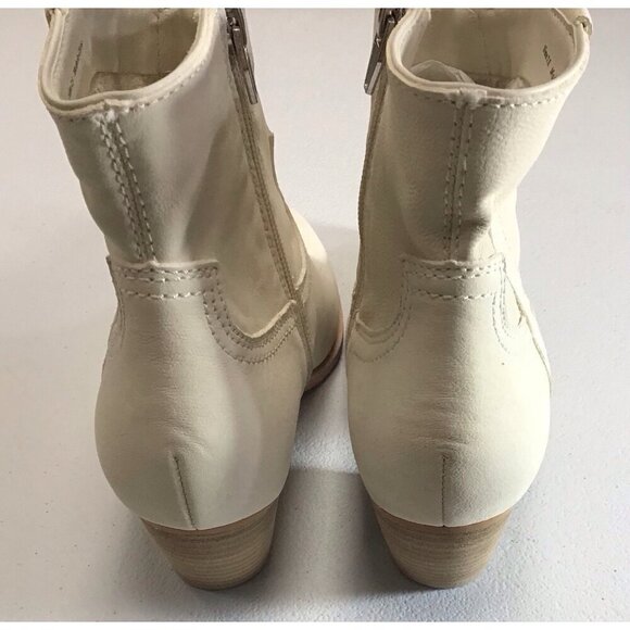 Dolce Vita Western Boots Shoe Women 7.5 Off White Leather Pull On Ankle Boot 🤍 - Picture 4 of 5